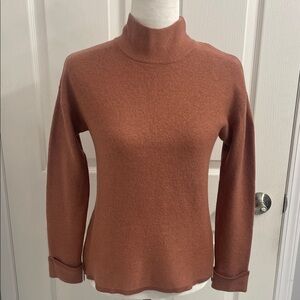 Tahari Women's Warm Merino Wool Blend Cinnamon Brown Mock Neck Sweater